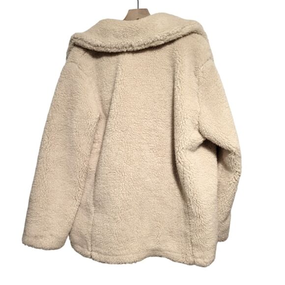 Free People Notched Teddy Peacoat in Ivory Shearling Faux Fur Womens Size Medium - Picture 4 of 9